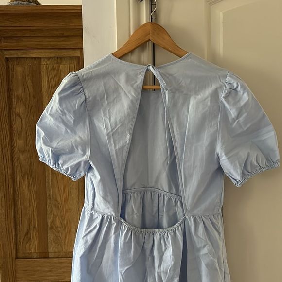 Sunday best Aritzia Saida new dress in blue babydoll puff sleeves - Picture 8 of 11